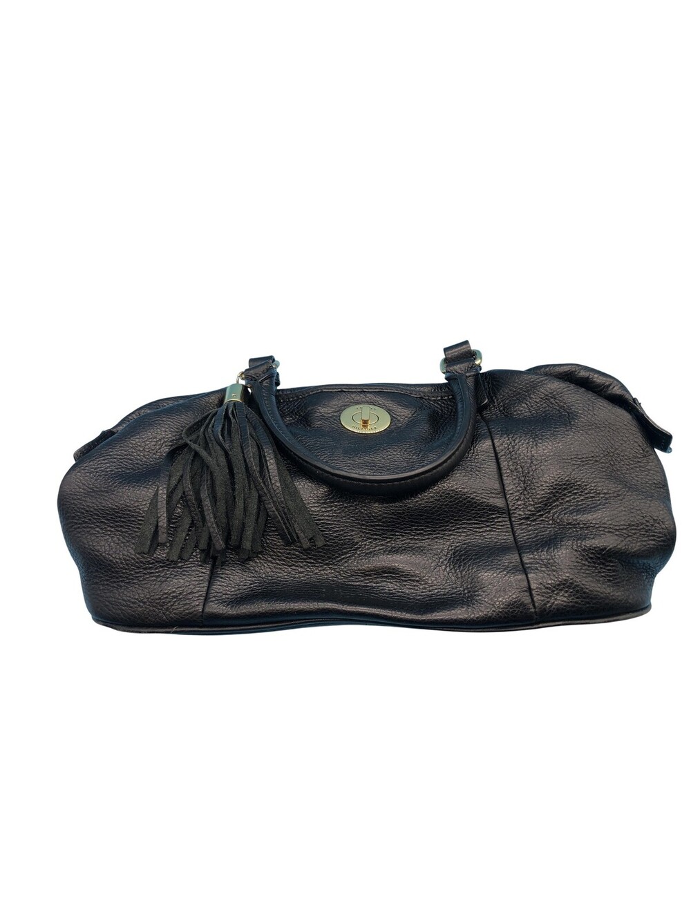 Tommy Hilfiger Satchel Top Handle Bag Womens Medium Black Leather Tassel Zip Top